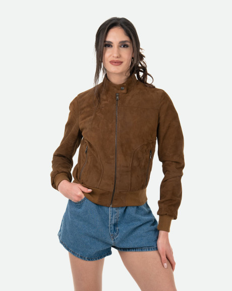 Women's suede bomber jacket – Timberly | Leather Trend