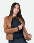 Women's Light Brown Leather Jacket - Violetta Bis | Leather Trend