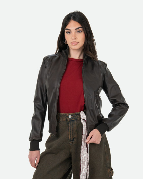 Bomber Donna Testa di Moro in Pelle - Roxie | Leather Trend 2