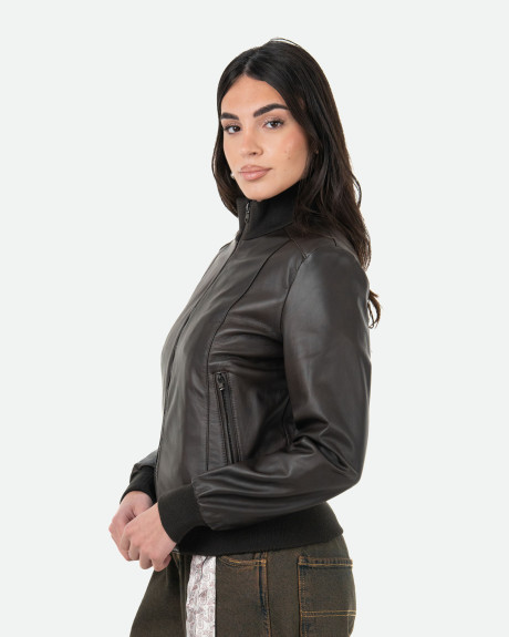 Bomber Donna Testa di Moro in Pelle - Roxie | Leather Trend 2