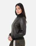 Women's Dark Brown Leather Bomber Jacket - Roxie | Leather Trend