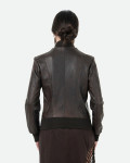 Women's Dark Brown Leather Bomber Jacket - Malesia | Leather Trend