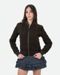 Bomber Donna Testa di Moro in Pelle Camoscio - Malesia | Leather Trend
