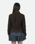 Bomber Donna Testa di Moro in Pelle Camoscio - Malesia | Leather Trend