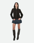 Bomber Donna Testa di Moro in Pelle Camoscio - Malesia | Leather Trend