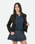 Bomber Donna Testa di Moro in Pelle Camoscio - Malesia | Leather Trend