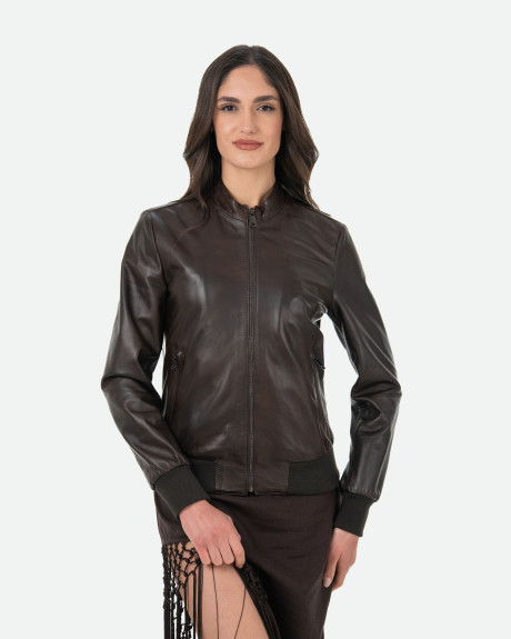 Bomber in Pelle Testa di Moro - Vittoria | Leather Trend
