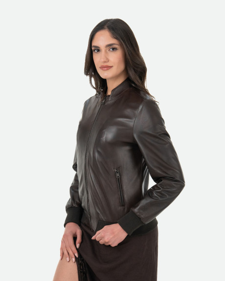 Bomber in Pelle Testa di Moro - Vittoria | Leather Trend 2