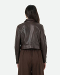 Women's Dark Brown Leather Perfecto - Chiodino Bis | Leather Trend