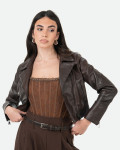 Women's Dark Brown Leather Perfecto - Chiodino Bis | Leather Trend