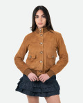 Bomber in Camoscio Donna Cuoio – Polo Bis | Leather Trend