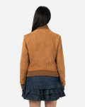 Women's Light Brown Suede Bomber Jacket – Polo Bis | Leather Trend