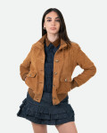Women's Light Brown Suede Bomber Jacket – Polo Bis | Leather Trend