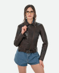 Women's Dark Brown Perfecto Leather Jacket | Leather Trend