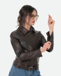Women's Dark Brown Perfecto Leather Jacket | Leather Trend