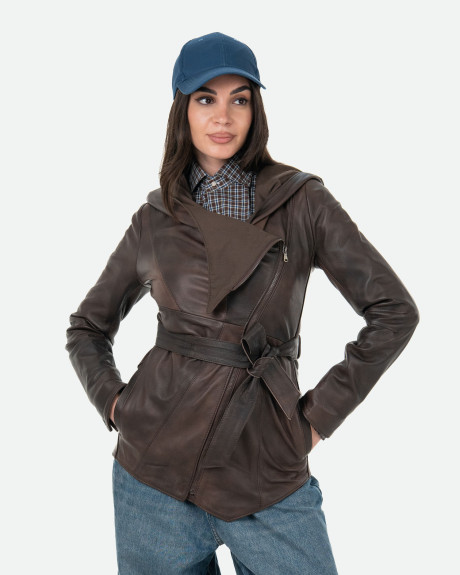 Women's Dark Brown Leather Jacket - Colima | Leather Trend