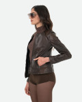 Women's Dark Brown Leather Jacket – Viola | Leather Trend