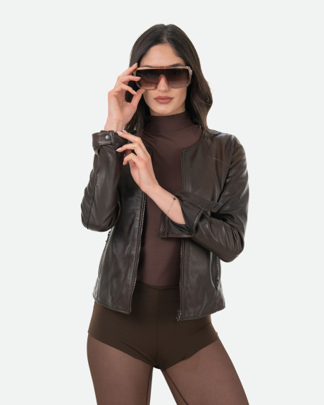 Women's Dark Brown Leather Jacket – Viola | Leather Trend 2
