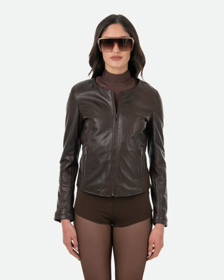 Women's Dark Brown Leather Jacket – Viola | Leather Trend