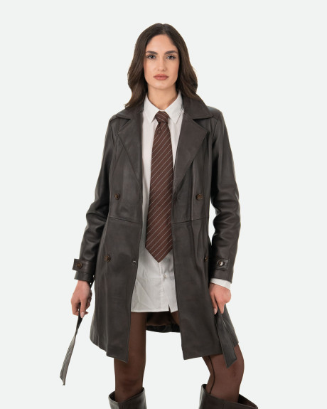 Women's Dark Brown Leather Coat – Viviana | Leather Trend 2