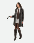 Women's Dark Brown Leather Coat – Viviana | Leather Trend