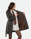 Women's Dark Brown Leather Coat – Viviana | Leather Trend