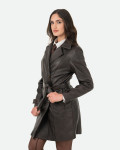Women's Dark Brown Leather Coat – Viviana | Leather Trend