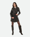 Women's Dark Brown Leather Coat – Viviana | Leather Trend