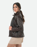 Women's Dark Brown Leather Biker Jacket - V173 | Leather Trend