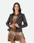 Women's Dark Brown Leather Perfecto Jacket - Raffaella | Leather Trend