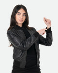 Bomber Donna Nero in Pelle - Malesia | Leather Trend