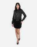 Women's Black Leather Bomber Jacket - Malesia | Leather Trend
