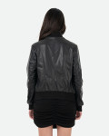 Women's Black Leather Bomber Jacket - Malesia | Leather Trend