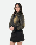 Bomber in Pelle Donna Nero Effetto Graffiato  - Vittoria | Leather Trend