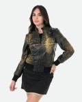 Bomber in Pelle Donna Nero Effetto Graffiato  - Vittoria | Leather Trend