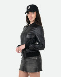 Women's Black Leather Bomber Jacket - Cloe | Leather Trend