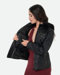 Women's Black Leather Jacket – Michelina Cap | Leather Trend