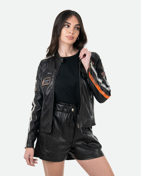 Black Buffed Leather Biker Jacket – Raven | Leather Trend 2