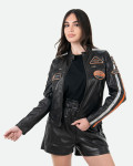 Biker in Pelle Tamponata Nero – Raven | Leather Trend