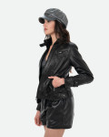 Women's Black Leather Biker Jacket - V173 | Leather Trend