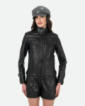 Women's Black Leather Biker Jacket - V173 | Leather Trend
