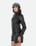 Biker Donna Nero in Pelle - V173 | Leather Trend