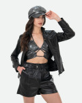 Women's Black Leather Biker Jacket - V173 | Leather Trend