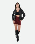 Giacca Donna Nera in Pelle – Viola | Leather Trend