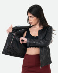 Giacca Donna Nera in Pelle – Viola | Leather Trend