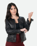 Giacca Donna Nera in Pelle – Viola | Leather Trend