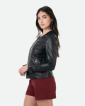 Giacca Donna Nera in Pelle – Viola | Leather Trend