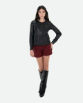 Giacca Donna Nera in Pelle – Viola | Leather Trend