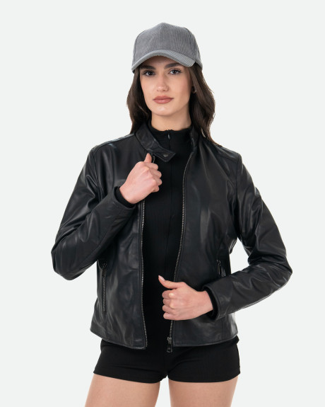 Violetta Bis - Women's Black Leather Jacket | Leather Trend 2