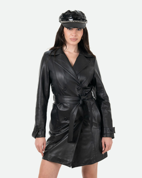 Women's Black Leather Coat – Viviana | Leather Trend